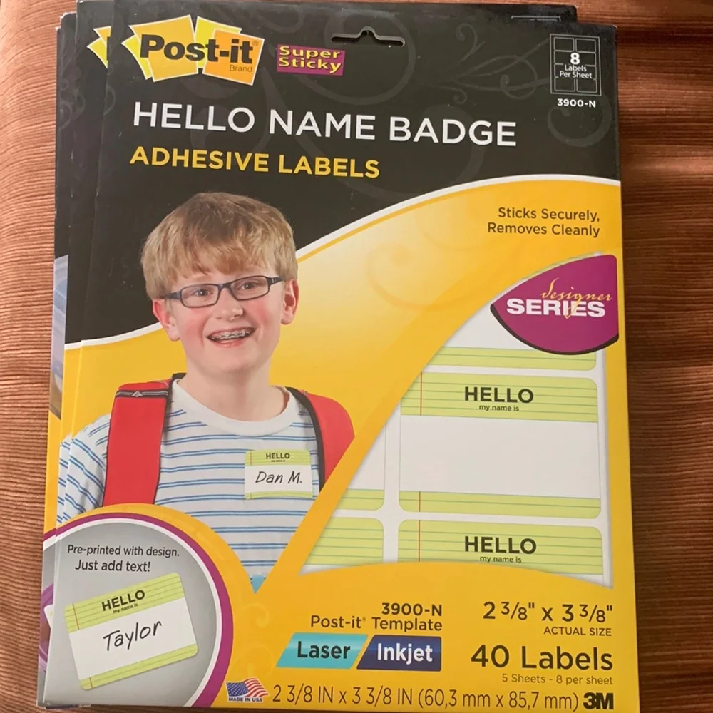 New in Package Name Badge Post-It Labels